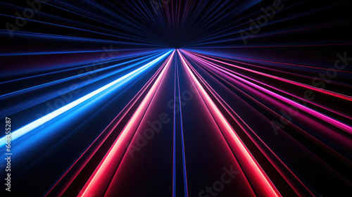Neon futuristic flashes on black background. Motion light lines backdrop. For banner, postcard, illustration