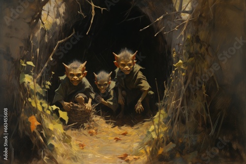 Mischievous goblins lurking in shadowy corners - Generative AI