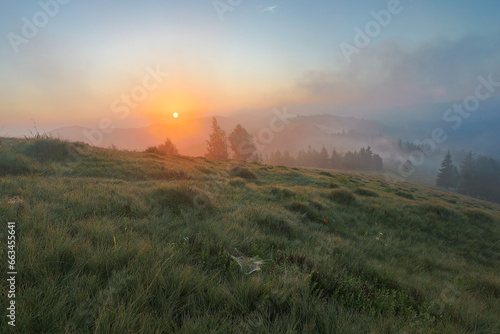 Photo of dawn in the mountains