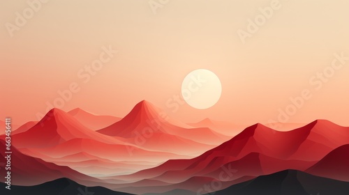 A breathtaking vista of majestic mountains bathed in the warm hues of the setting sun, against a canvas of vibrant skies, encompassing the raw beauty of nature's untamed landscape