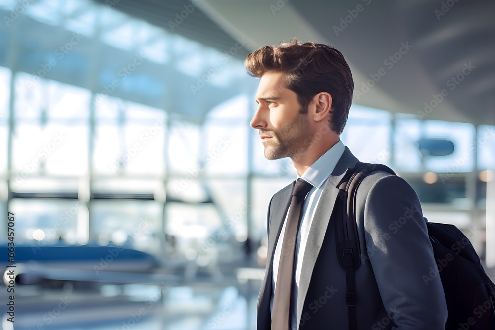 businessman traveling at the airport