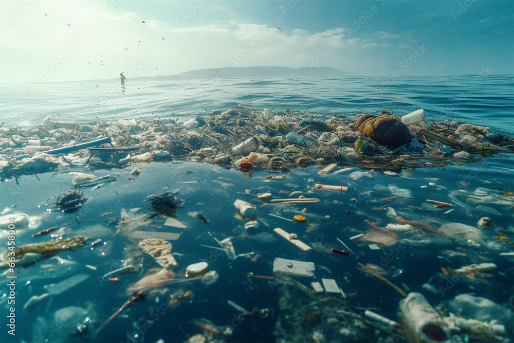 bottle waste in the sea