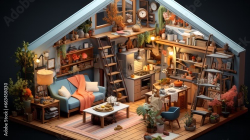 Step into a miniature world of coziness and charm, where a house becomes a home with its inviting living room and kitchen, complete with tiny furniture and endless possibilities for play