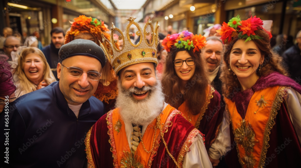 Naklejka premium People in the Purim festival of Jew in Israel