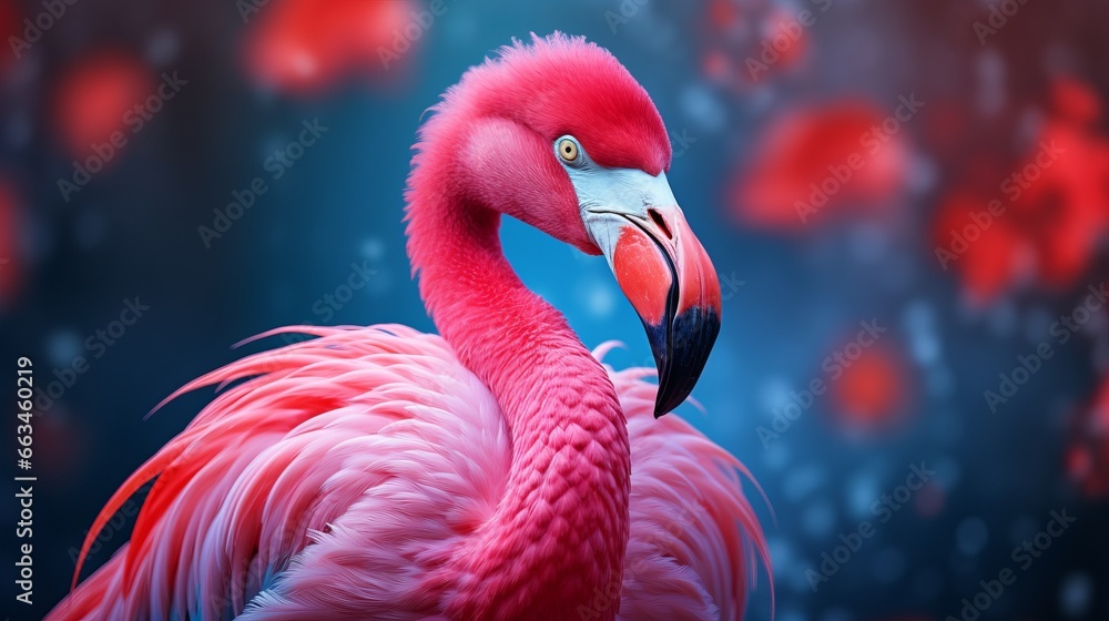Obraz premium close up of a pink flamingo ai generated