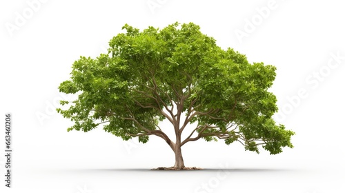 Tree with leaves isolated white background. AI generated image