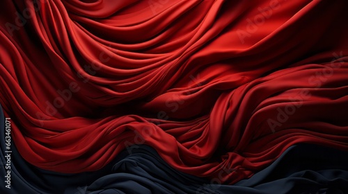 Amidst the warm glow of candlelight, a rich maroon curtain billows softly, draping the room in a cozy embrace of luxurious red and black fabric