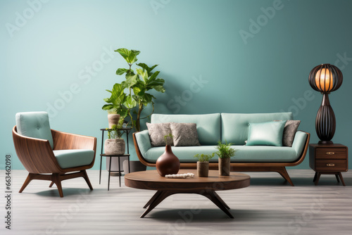 modern living room furniture in green color © Kien