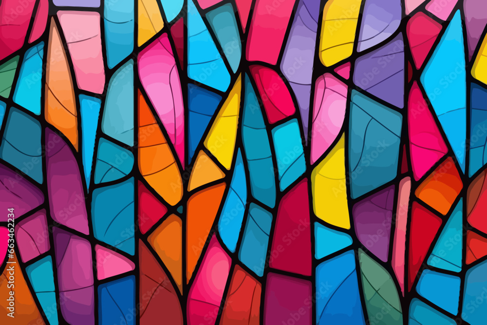Stained glass window quirky doodle pattern, wallpaper, background, cartoon, vector, whimsical Illustration Stained glass window quirky doodle pattern, wallpaper, background, cartoon, vector, whimsical Illustration