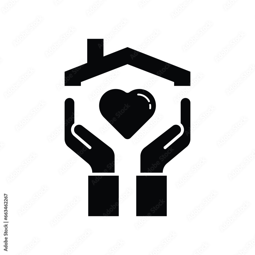 Fototapeta premium Hands holding house with heart icon vector