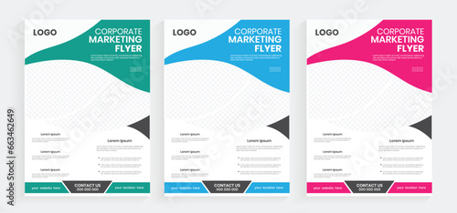 Corporate business marketing a4 size graphic flyer design, industry annual report a4 paper sheet design, commercial editable flyer cover page, brochure layout, and print handout template