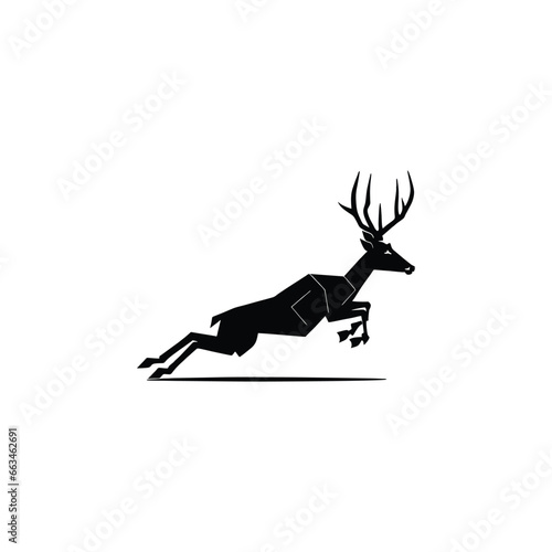 Christmas decoration reindeer silhouette, geometric jumping deer Christmas motif, Vector illustration isolated on white background