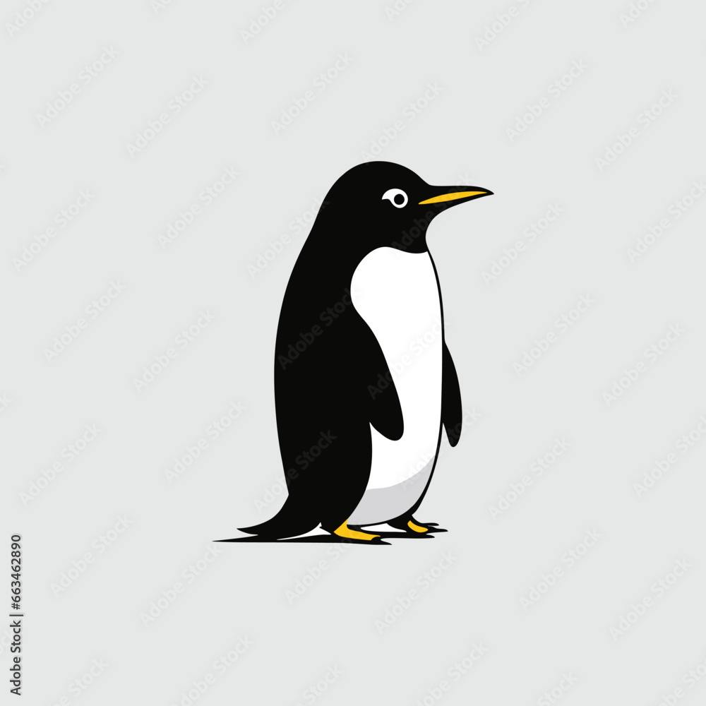 Fototapeta premium Penguin. Flat vector illustration isolated on white. Polar animal logo white background