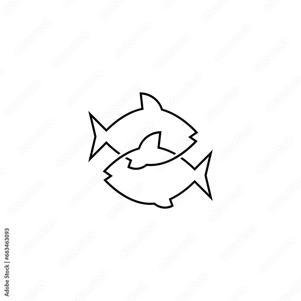 Naklejka premium Fish line icon isolated on transparent background