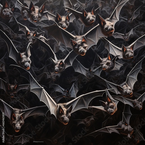 Terrifying bats in flight photo