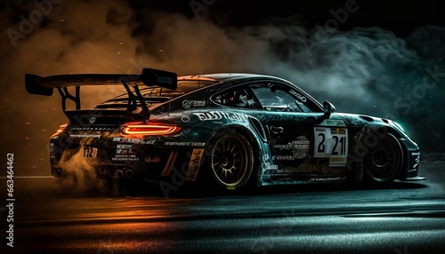 racing car speeding at night drive photo