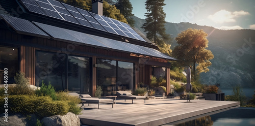 Smart home management homes with solar panels Foto AI.