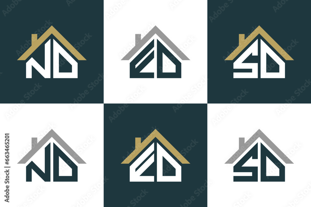 set of letter nd,ed,sd logo design with house illusration concept set of letter nd,ed,sd logo design with house illusration concept