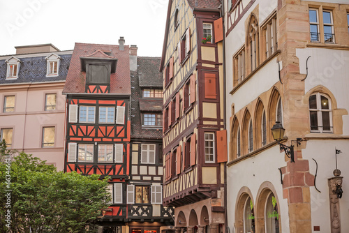 Colmar town at France. Beautiful city view and details of travel