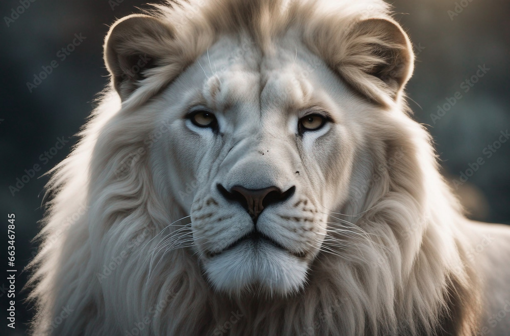 Regal Majesty: A Portrait of the Magnificent White Lion, a Majestic Icon in the World of Wildlife Animals