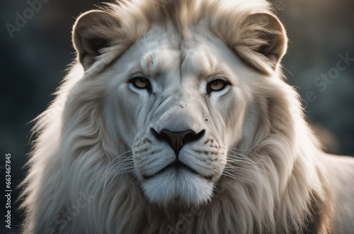 Regal Majesty: A Portrait of the Magnificent White Lion, a Majestic Icon in the World of Wildlife Animals