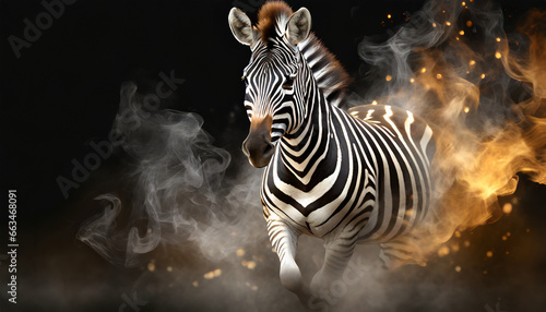 Zebra emerging from smoke