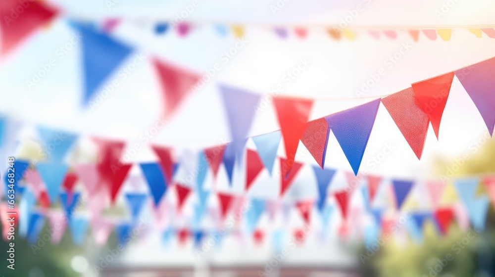 Birthday Bash Adornments - Colorful Bunting Flags as Celebration Decor on White Background