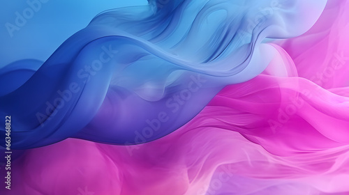 Un dégradé bleu et rose avec des formes de vagues et à la texture fumée.