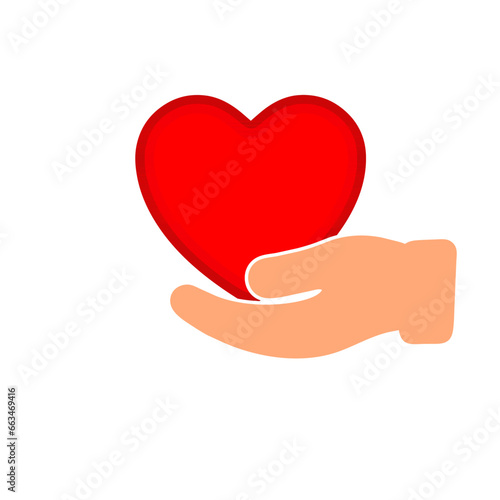 Give love banner hand gesture with heart