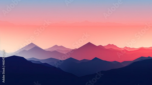  a mountain range with a pink sky in the background and a blue sky in the foreground. generative ai
