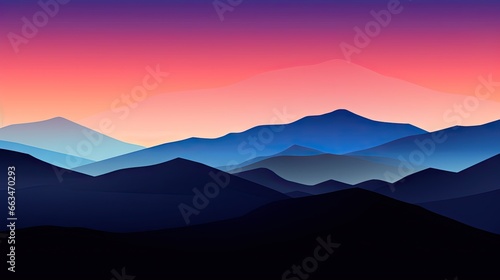  a mountain range with a pink sky in the background and a purple sky in the foreground.  generative ai © Anna