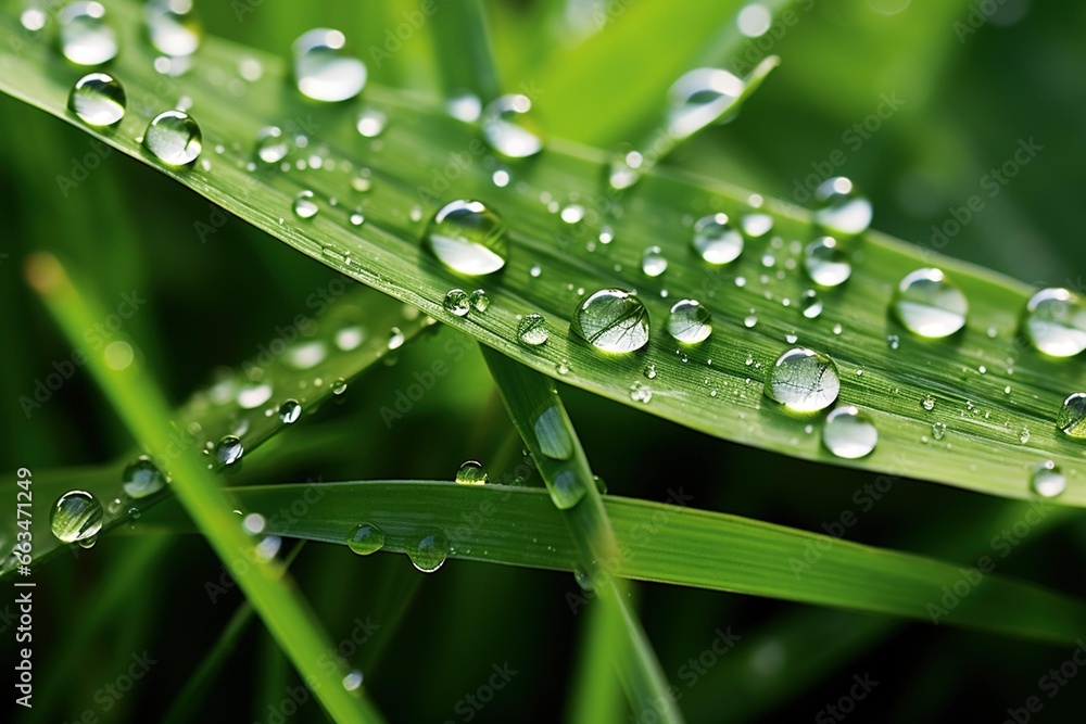 Grass under macro lens revealing texture and droplets of morning dew Grass under macro lens revealing texture and droplets of morning dew