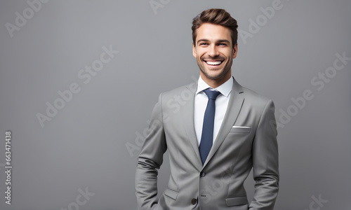 Portrait of smiling businessman on solid background