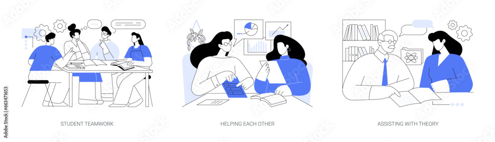 Peer tutoring isolated cartoon vector illustrations se