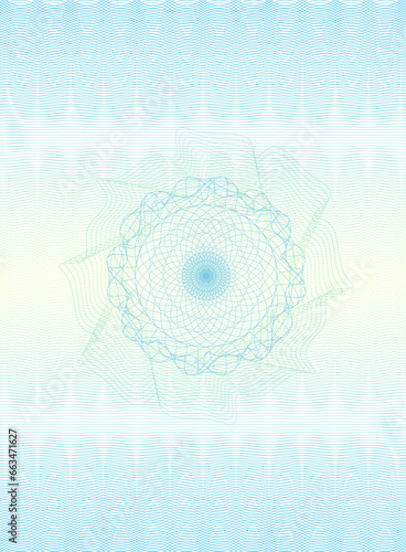 blue and yellow guilloche background blank for diploma, cert