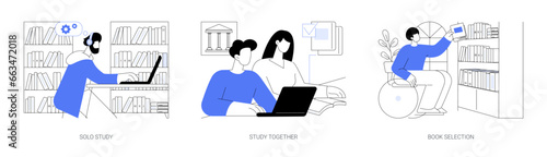 Library isolated cartoon vector illustrations se