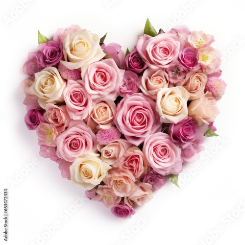 A beautiful heart-shaped arrangement of pink and white roses