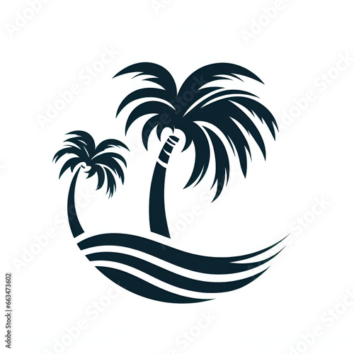 tropical island with palm trees isolated on white background 