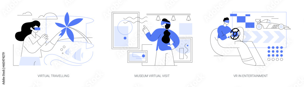Virtual reality and leisure time isolated cartoon vector illustrations se Virtual reality and leisure time isolated cartoon vector illustrations se