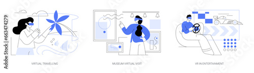 Virtual reality and leisure time isolated cartoon vector illustrations se