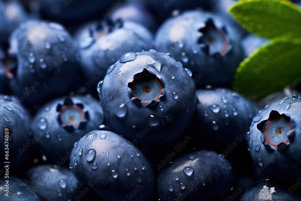 Close-up of blueberries with a macro lens, highlighting texture Close-up of blueberries with a macro lens, highlighting texture