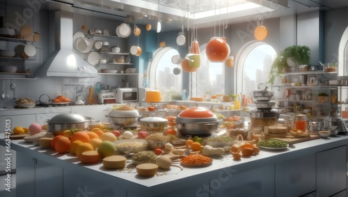 kitchen filled with lots of different types of food