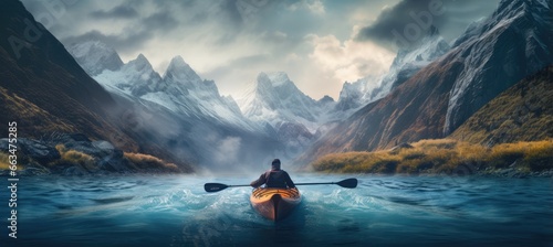 A man kayaking on a river © pham