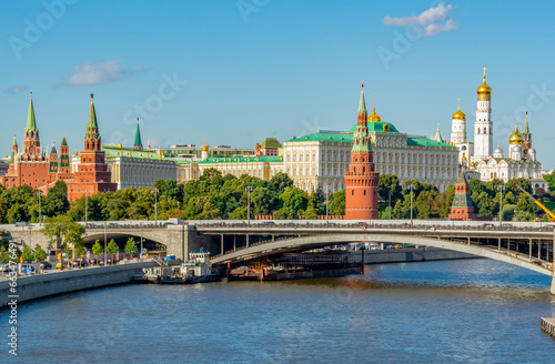 Moscow cityscape with Kremlin towers, palaces and cathedrals, Russia