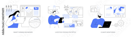 Modern agriculture technologies abstract concept vector illustrations.