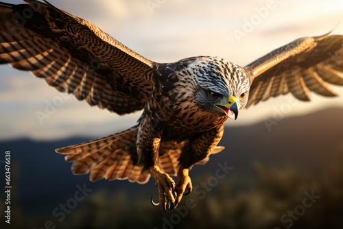 flying bird of prey. Generative AI