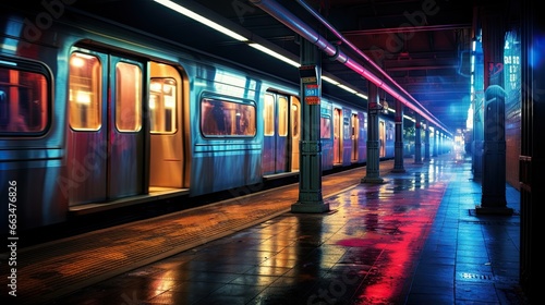 Wallpaper Mural  a subway train parked at a station with its doors open.  generative ai Torontodigital.ca