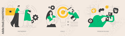 Cooperation and teamwork abstract concept vector illustrations.