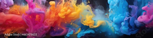 Multicolored inks suspended in mid-air, creating a mesmerizing abstract composition