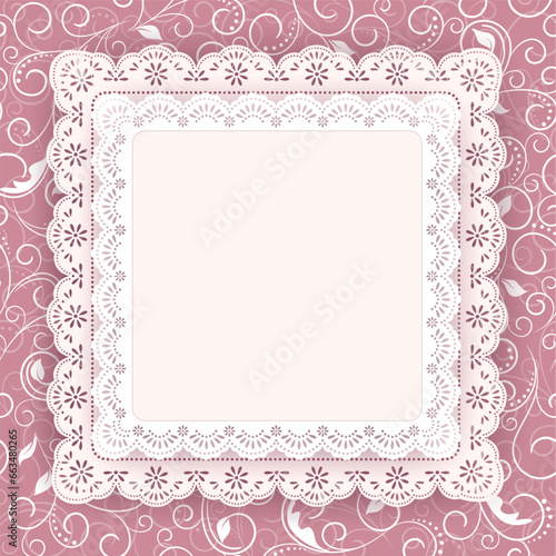 Template frame  design for invitation card. Vectorn lace frame. photo